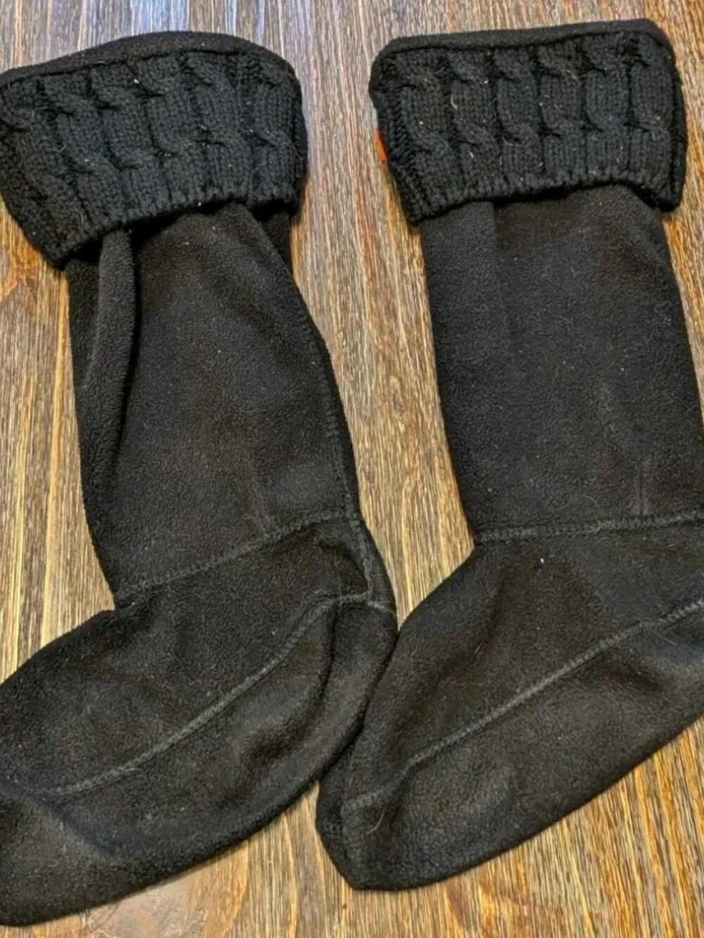 Hunter Original Tall Cable Knit Cuff Welly Boot Liners Black Size L